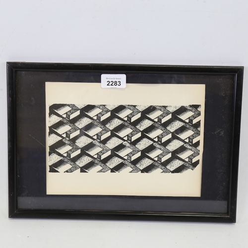 2283 - Paul Nash, original 1932 woodcut on paper, abstract, unsigned, image 4