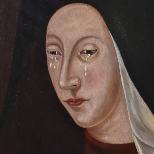 2287 - 19th century European School, crying nun, oil on panel, unsigned, 14