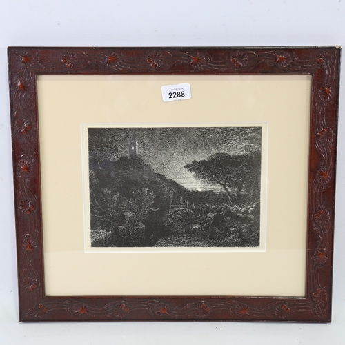 2288 - After Samuel Palmer (1805 - 1881), The Lonely Tower, lithograph, unsigned, image 6.5