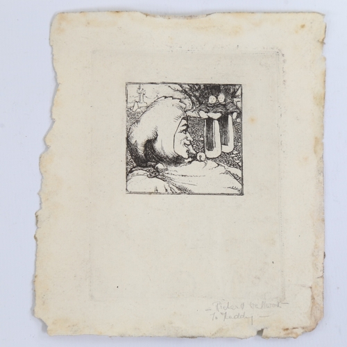 2291 - RICHARD WALLWORK (New Zealand 1882-1955), small group of etchings, pencil portrait dated 1909 (4)