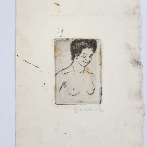 2291 - RICHARD WALLWORK (New Zealand 1882-1955), small group of etchings, pencil portrait dated 1909 (4)