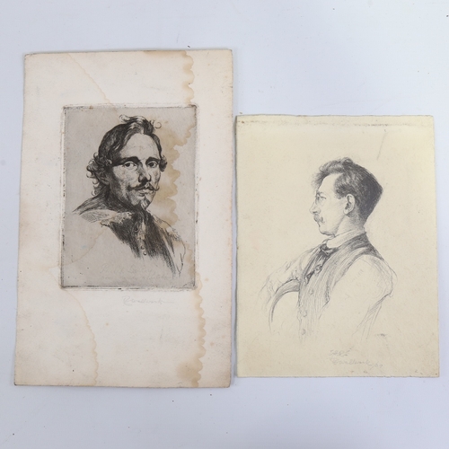 2291 - RICHARD WALLWORK (New Zealand 1882-1955), small group of etchings, pencil portrait dated 1909 (4)