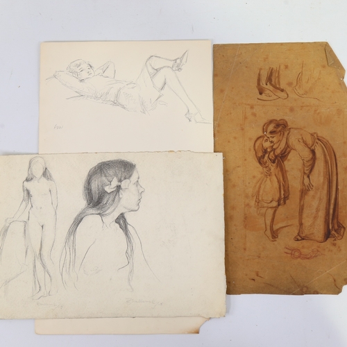 2292 - RICHARD WALLWORK (New Zealand 1882-1955), a group of pencil and ink sketches (3)