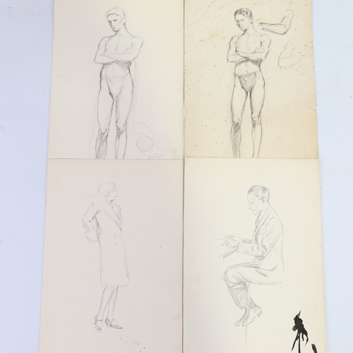 2293 - RICHARD WALLWORK (New Zealand 1882-1955), a group of pencil male life studies (4)