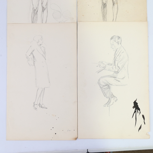 2293 - RICHARD WALLWORK (New Zealand 1882-1955), a group of pencil male life studies (4)