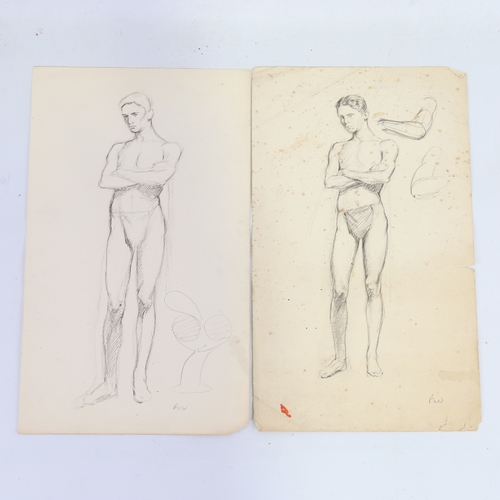 2293 - RICHARD WALLWORK (New Zealand 1882-1955), a group of pencil male life studies (4)