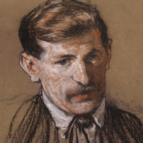 2294 - RICHARD WALLWORK (New Zealand 1882-1955), pastel/charcoal on brown paper, portrait of a man, indisti... 