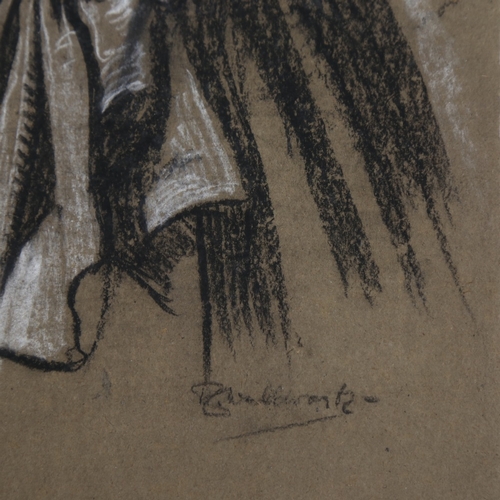 2294 - RICHARD WALLWORK (New Zealand 1882-1955), pastel/charcoal on brown paper, portrait of a man, indisti... 