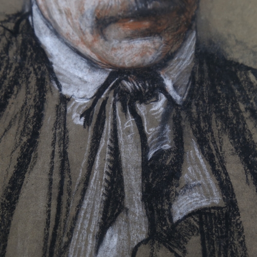 2294 - RICHARD WALLWORK (New Zealand 1882-1955), pastel/charcoal on brown paper, portrait of a man, indisti... 