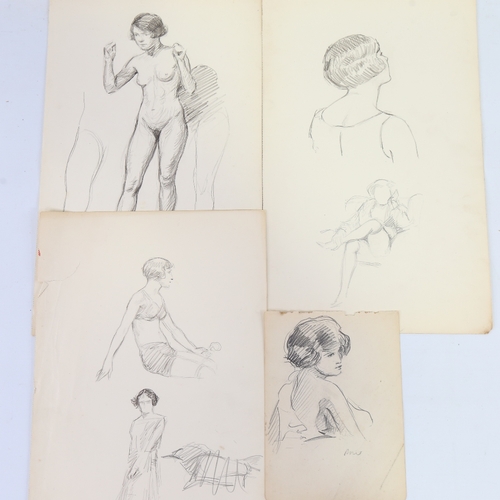 2295 - RICHARD WALLWORK (New Zealand 1882-1955), a group of pencil life studies (4)