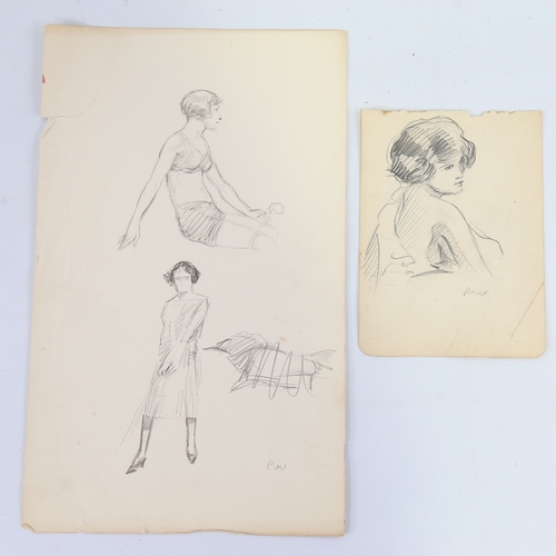 2295 - RICHARD WALLWORK (New Zealand 1882-1955), a group of pencil life studies (4)