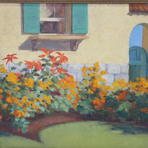 2298 - Ethel Stephens, oil on board, Green Cottage, signed and dated 1934, inscribed verso, 10