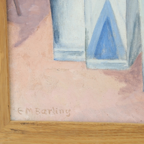 2299 - Elsie Barling, beach scene, oil on card, signed with original label verso, 20