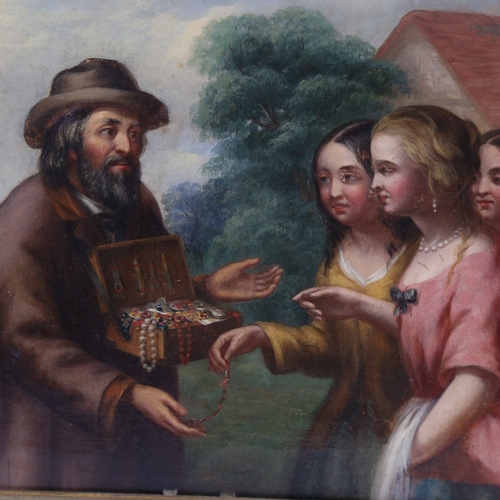 2300 - 19th century Continental School, the jewellery seller, oil on canvas, unsigned, 9