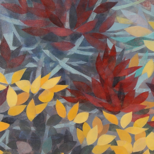 2303 - Oil on canvas laid on board, autumn leaves, unsigned, 24