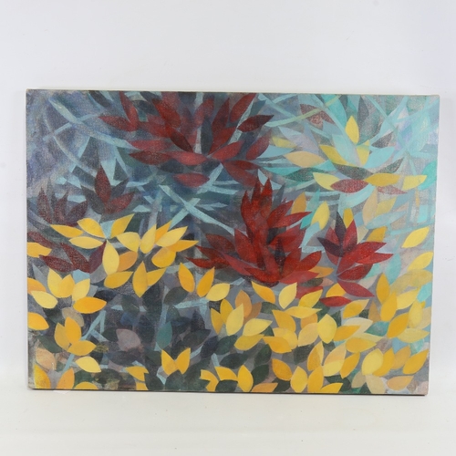 2303 - Oil on canvas laid on board, autumn leaves, unsigned, 24