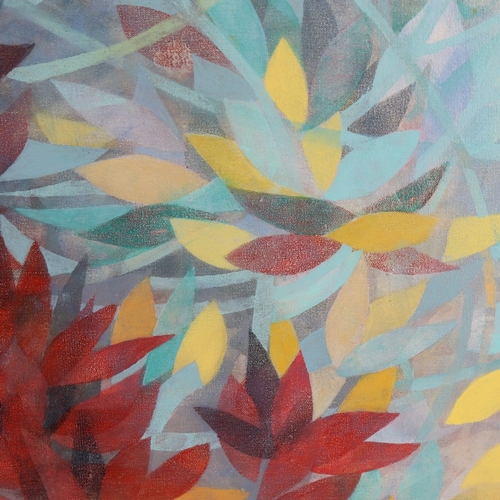 2303 - Oil on canvas laid on board, autumn leaves, unsigned, 24