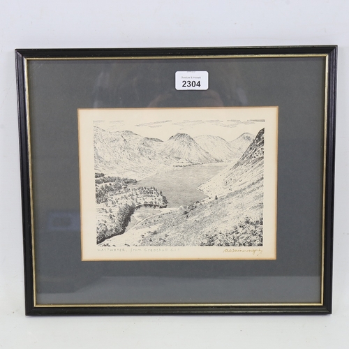 2304 - Alfred Wainwright, print, Wastwater (Lake District), signed in ink, image 6