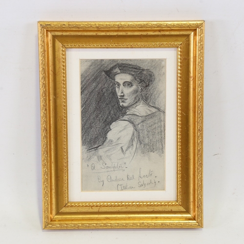 2309 - After Andrea Del Sarto, pencil sketch, a sculptor, unsigned, 5.75