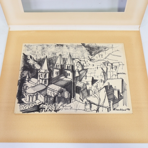 2312 - Graeme Shankland (1917 - 1984) (Architect and City Planner), felt pen on paper, scene in Conques Fra... 