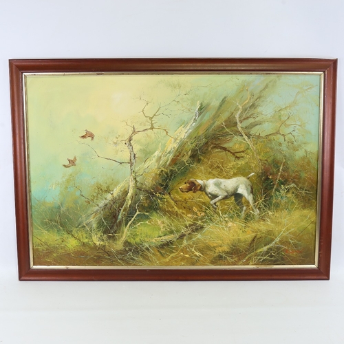 2315 - Eugene Kingman, oil on board, Gun dog in woodland, signed, 24