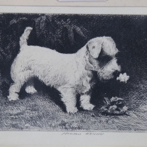 2318 - J M Dennis, Terrier, etching on paper, signed in pencil, plate 3.5