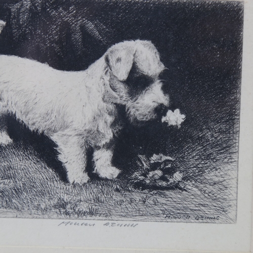 2318 - J M Dennis, Terrier, etching on paper, signed in pencil, plate 3.5