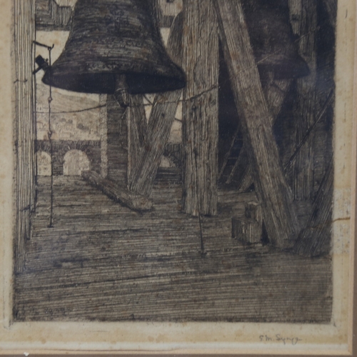 2320 - Edward Synge, church bells, etching, signed in pencil, plate 6.5