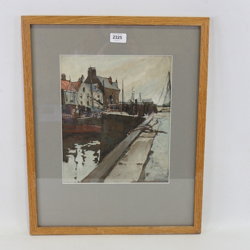 2325 - Janet Simpson, fishing harbour scene, watercolour on paper, signed, 12.5