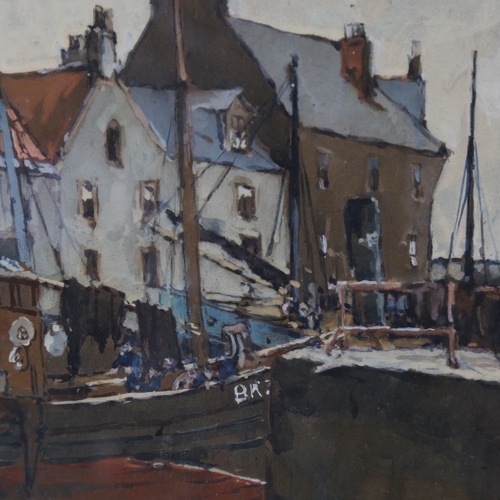 2325 - Janet Simpson, fishing harbour scene, watercolour on paper, signed, 12.5