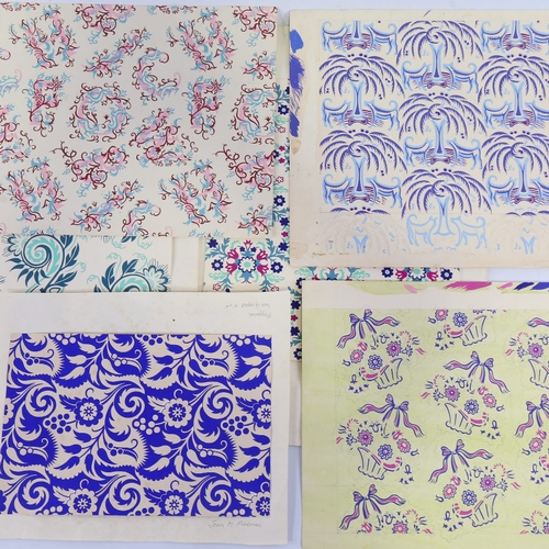 2327 - A folder of watercolour end paper/wallpaper designs circa 1950s (6)