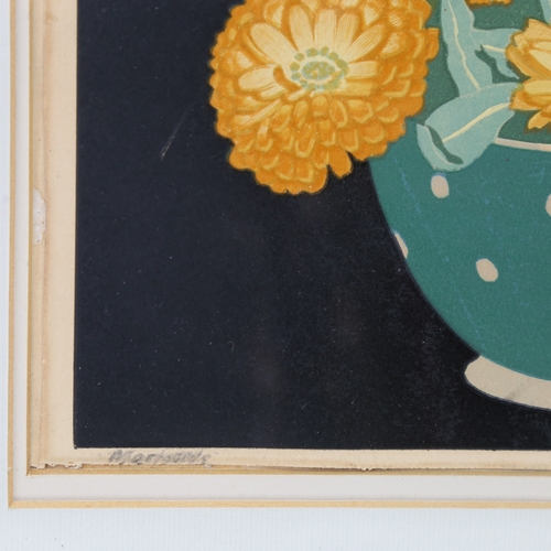 2332 - John Hall Thorpe, Marigolds, colour woodcut print, signed in pencil, image 9