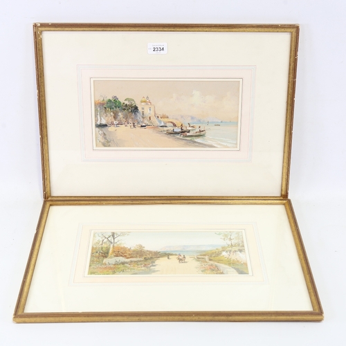 2334 - Neapolitan School, pair of scenes in the Bay of Naples, watercolour on paper, unsigned, 5.5