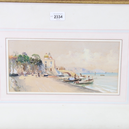 2334 - Neapolitan School, pair of scenes in the Bay of Naples, watercolour on paper, unsigned, 5.5