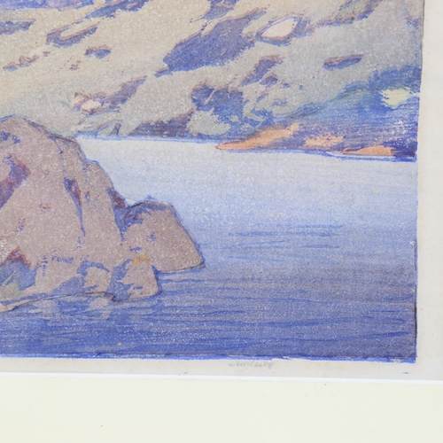 2335 - W Seaby, Highland landscape, colour woodblock print, signed in pencil, image 8