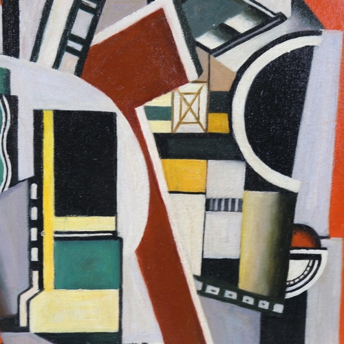 2341 - Contemporary oil on board, constructivist composition, 24