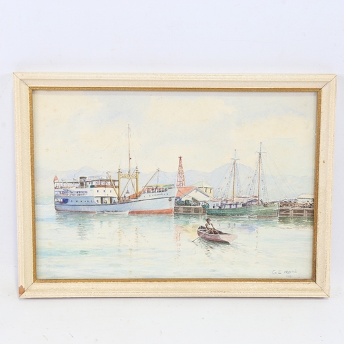 2344 - G E Hard, harbour scene Whangarei, New Zealand, watercolour, signed and dated 1951, 9.5