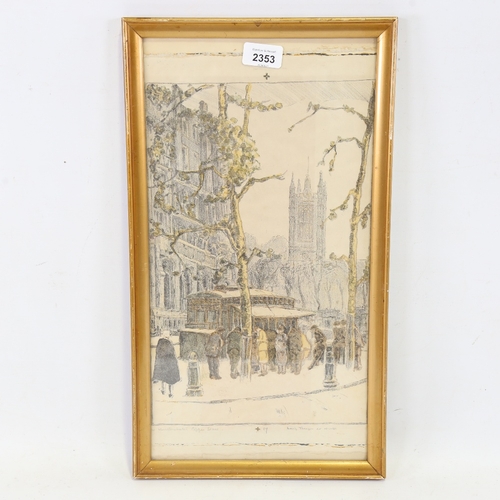 2353 - Louis Thomson (Louisa Emily 1883 - 1962), Westminster coffee shop, hand coloured print, signed in pe... 