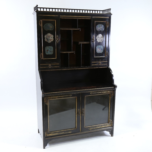 179 - A Victorian Aesthetic Movement cabinet, attributed to Collinson & Lock, gilded and ebonised wood, th... 