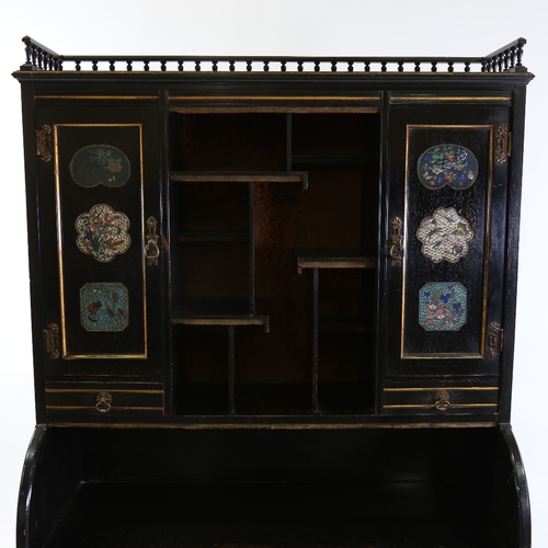 179 - A Victorian Aesthetic Movement cabinet, attributed to Collinson & Lock, gilded and ebonised wood, th... 