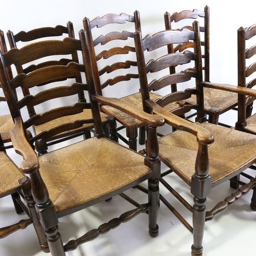 189 - A set of 12 rush-seated ash ladder-back dining chairs(10 + 2)