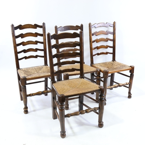 189 - A set of 12 rush-seated ash ladder-back dining chairs(10 + 2)