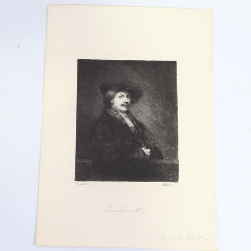 2359 - After Rembrandt, 3 etchings by Massaloff, Waltner, and Durand (3), unframed