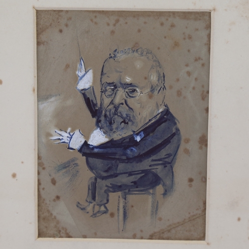 2365 - 19th century ink caricature, believed to be Arthur Sullivan, signed Robertson verso, 6