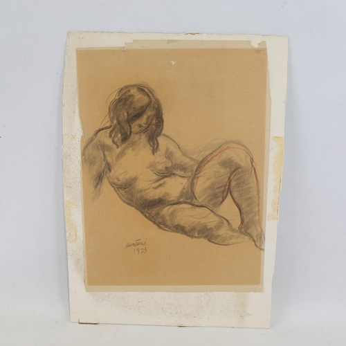 2366 - Roger Montane (1916 - 2002), nude study, charcoal on paper, 16