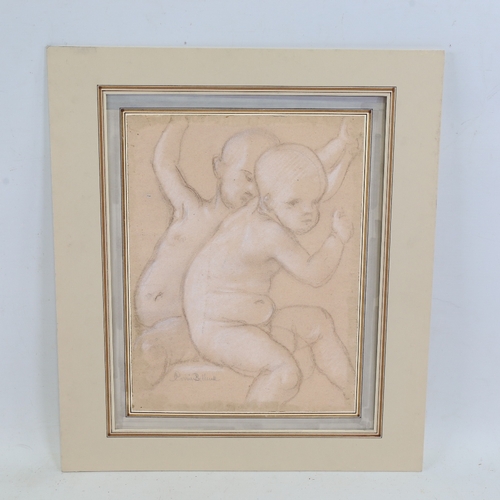 2367 - Pierre Carrier Belleuse (1851 - 1933), study of 2 babies, charcoal and chalk, signed in pencil, 12