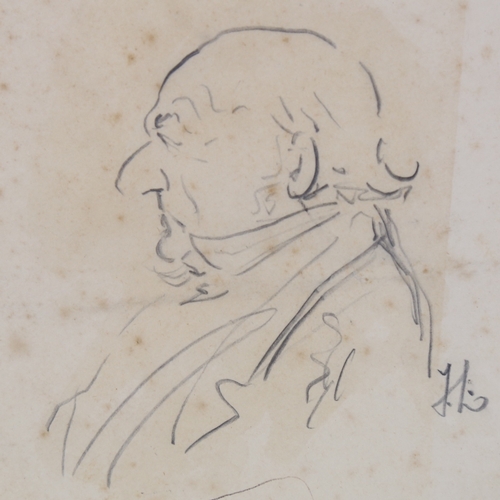 2369 - John Leech (1817 - 1864), pencil profile portrait, signed with monogram, 7