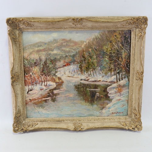 2379 - B H Stone (Canadian School), winter landscape, oil on canvas, signed, 20