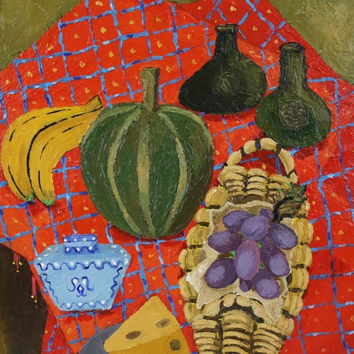 2385 - Carol Maddison, contemporary oil on board, modernist still life, 20