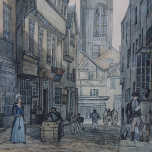 2405 - Frederick Tavare (1837 - 1940), 18th century street scene, watercolour on paper, signed, 12